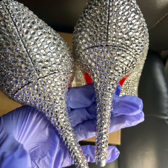 💯 AUTHENTIC CHRISTIAN LOUBOUTIN LADY CLAUDE SHOES STRASS 100 mm size 37.5 - Picture 11 of 13